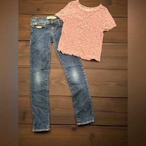Floral Pink Top and Abercrombie Blue Jeans Set